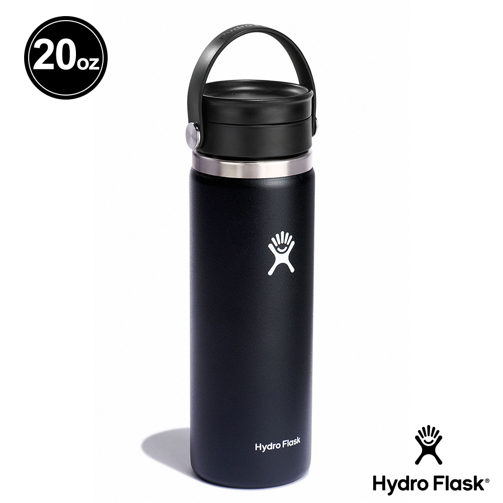 Hydro Flask 20oz/592ml 寬口 旋轉 咖啡蓋 保溫瓶 時尚黑