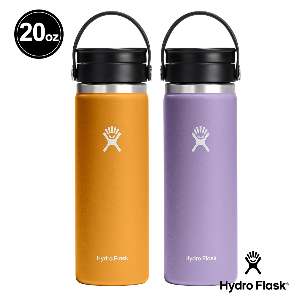 Hydro Flask 20oz 寬口 提環 旋轉 咖啡蓋 保溫瓶 化石棕/月影紫