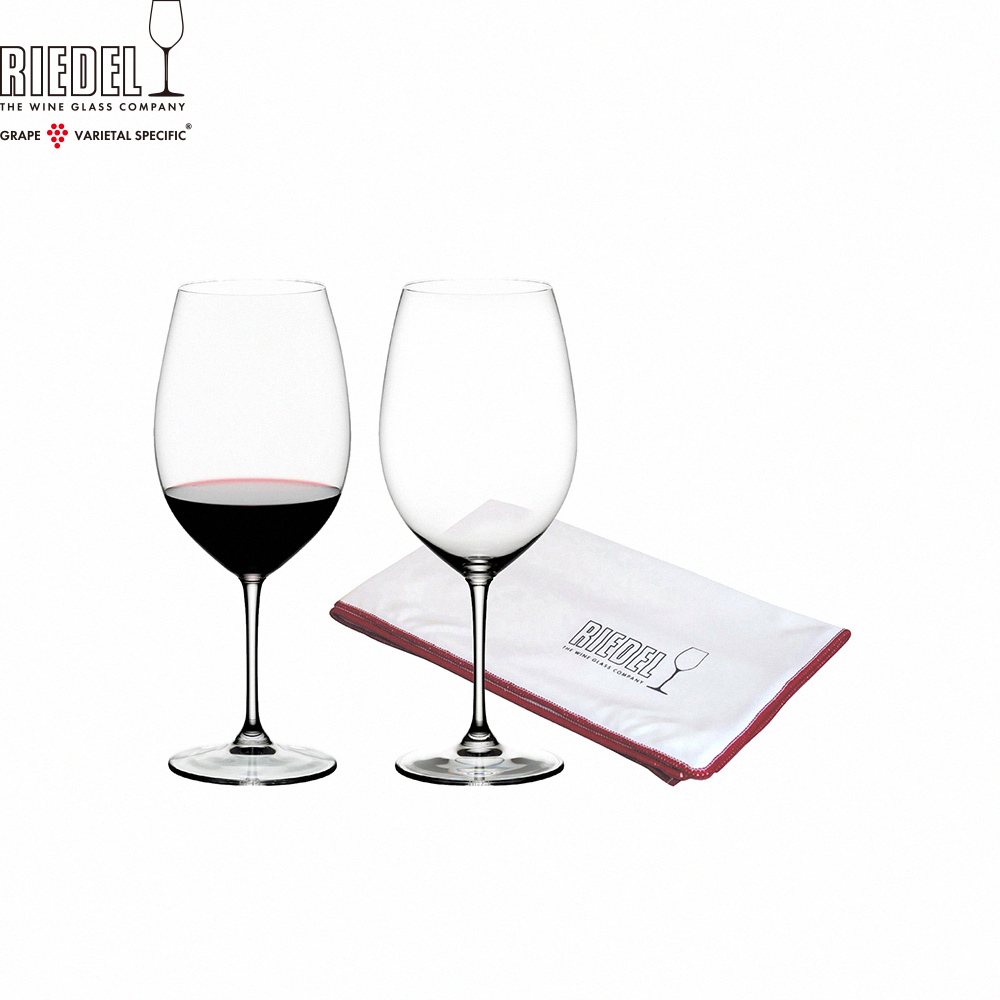 【Riedel】Vinum- Cabernet 紅酒杯265週年超值限量組合 2入酒杯加贈擦拭布1只-610ml