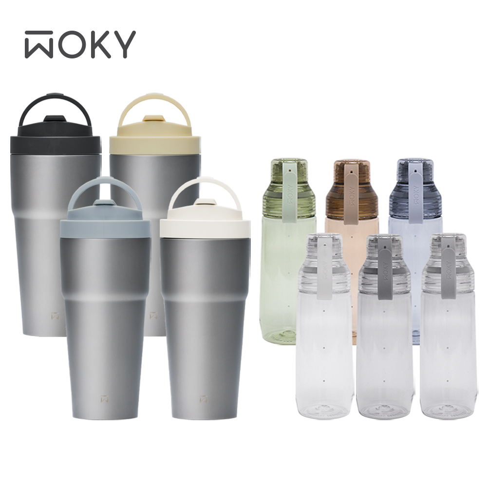 【WOKY沃廚】Ti 純鈦渾圓杯770ml-AllDay隨行款 (抗熱款)+ECOZEN 透明瓶600ml