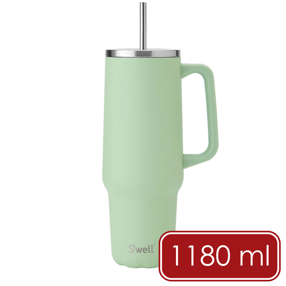 《S'well》Tumbler不鏽鋼吸管保溫隨行杯(開心果綠1180ml)