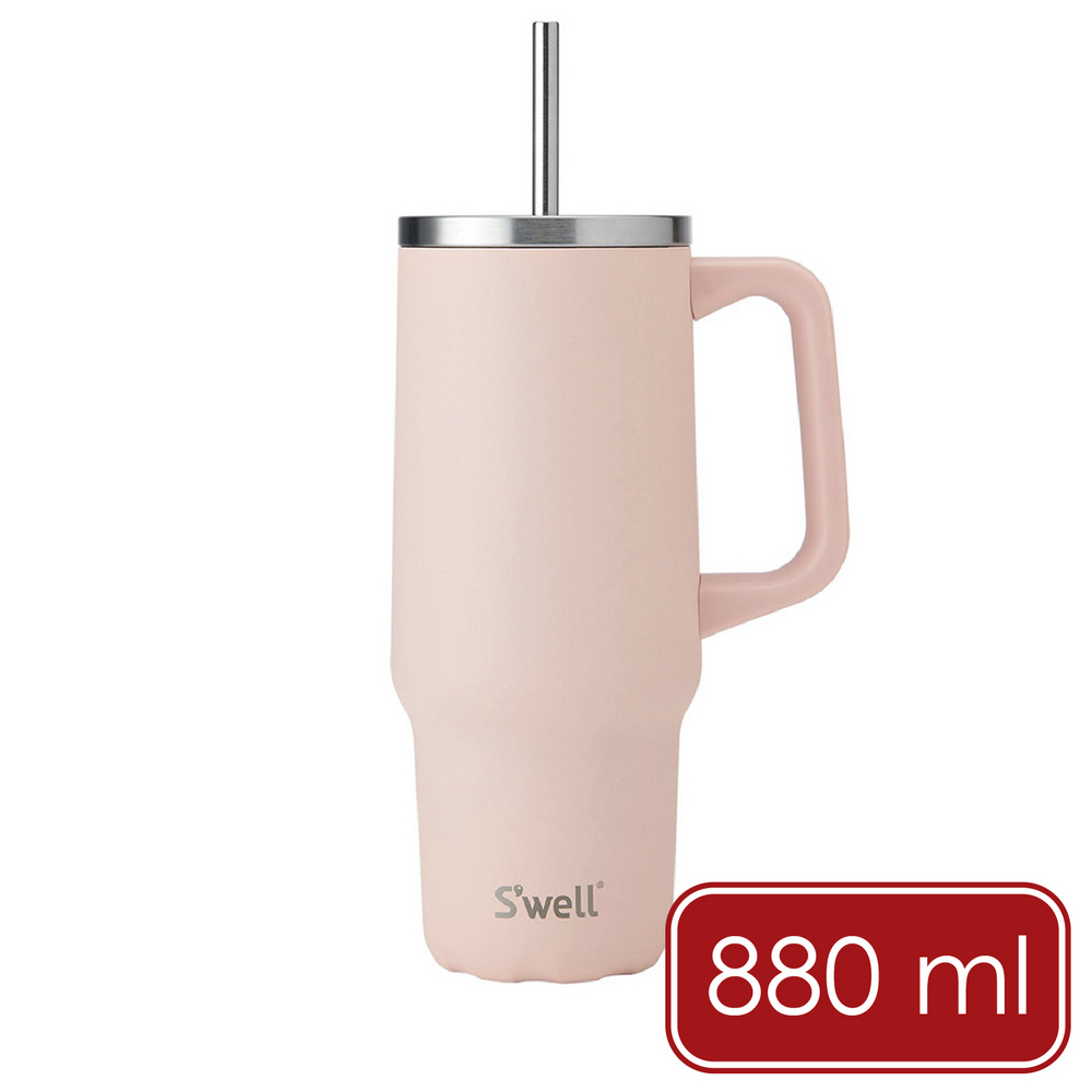 《Swell》Tumbler不鏽鋼吸管保溫隨行杯(玫瑰粉橘880ml)