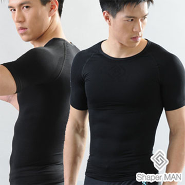 【Shaper MAN】肌力機能衣 男性塑身衣-短袖/黑