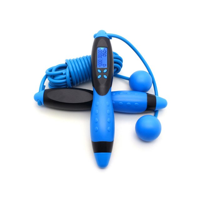 有線/無線兩用電子計數健身訓練跳繩 黑藍