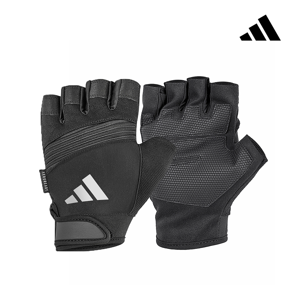 adidas 愛迪達【福利品】防滑短指手套 (格調灰)