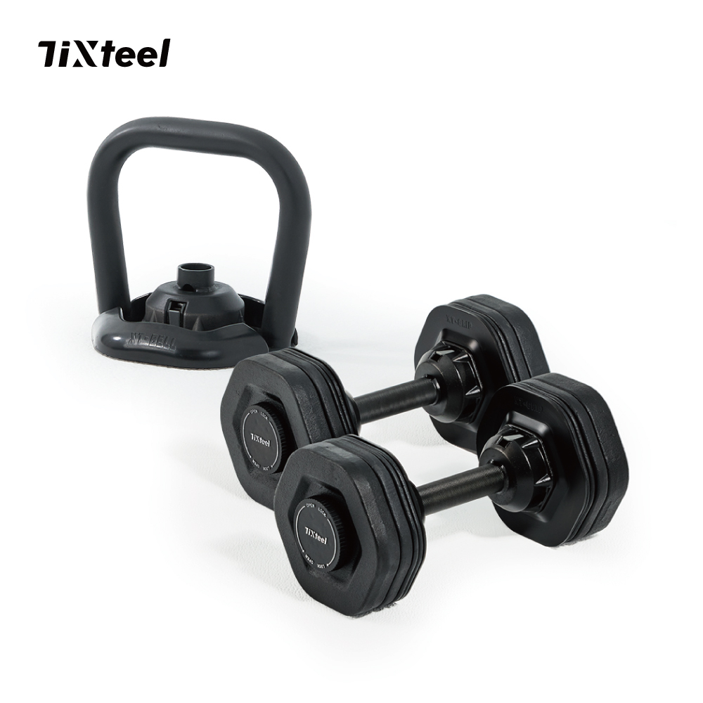 【Tixteel】XT-GRIP快鎖組合式啞鈴 23公斤(2入)+XT-BELL壺鈴轉換器