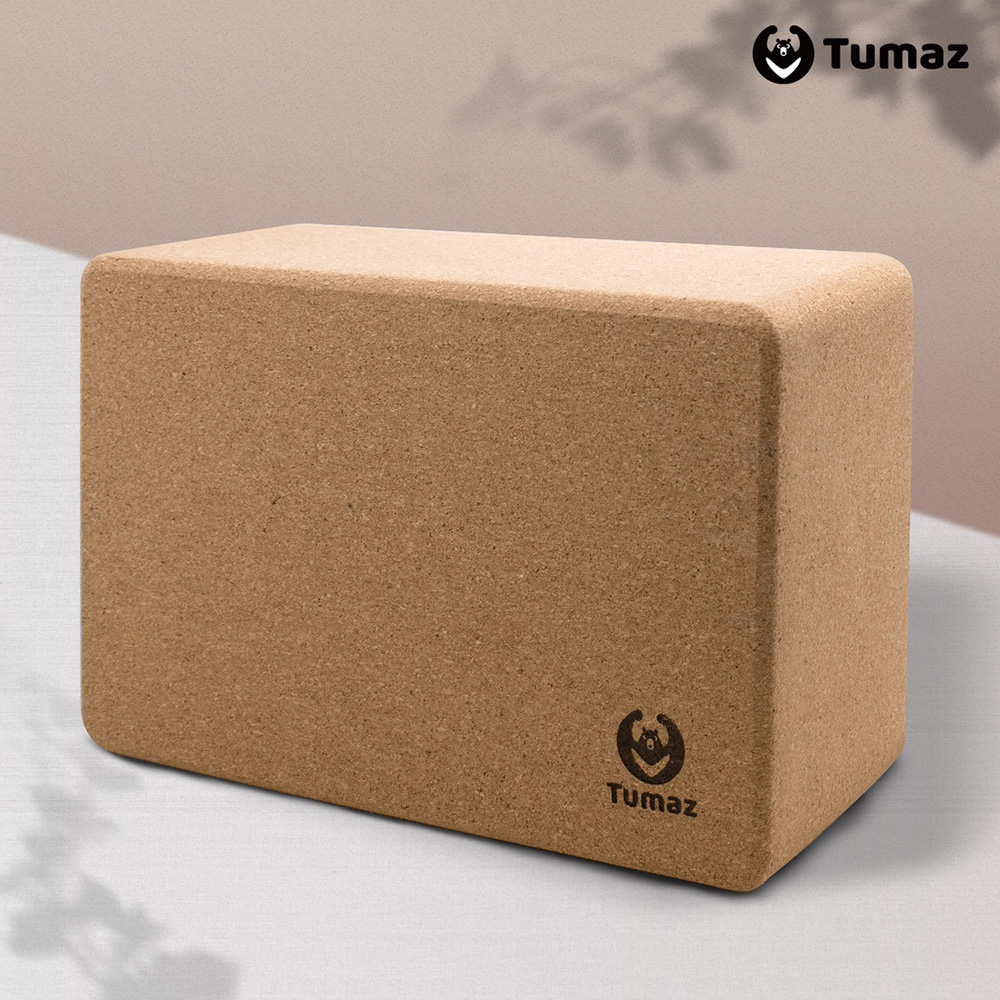 【Tumaz月熊健身】高質感軟木瑜珈磚 70D高硬度天然環保 瑜伽磚 抗壓止滑磚 專業支撐輔具