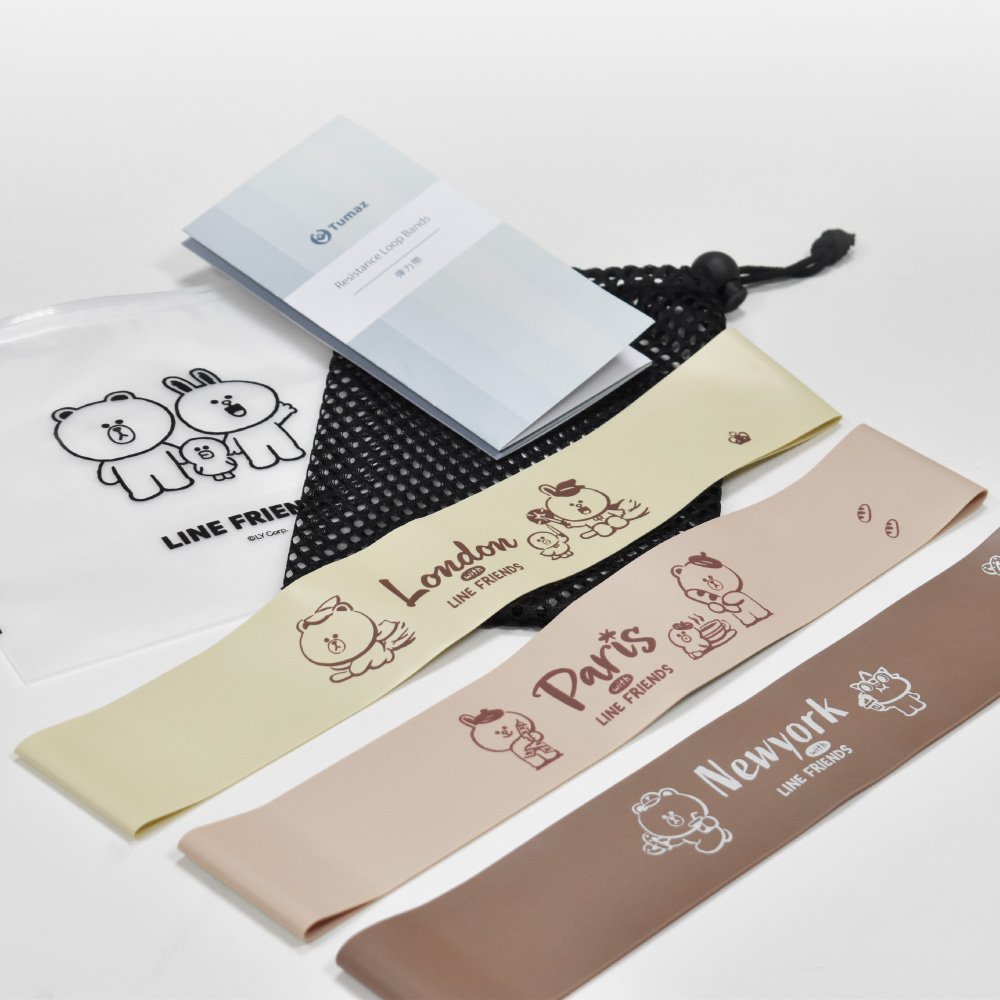 【Tumaz月熊健身】橡膠彈力帶 城市 3入組-LINE FRIENDS特別款