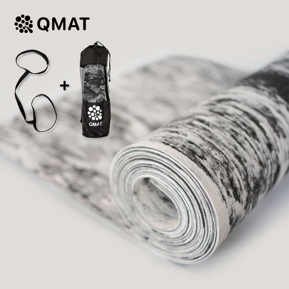 【QMAT】潑墨雲彩瑜珈墊-Yoga Mat(8mm厚瑜珈墊 隨貨附贈束帶及收納背袋)