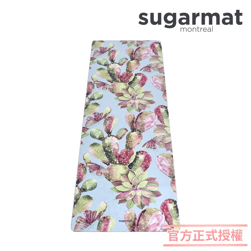 【加拿大Sugarmat】麂皮絨天然橡膠加寬瑜珈墊(3.0mm) 春之奇蹟 Pink Succulents Suede