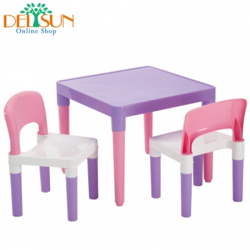 DELSUN [7901P 兒童粉紫桌椅組