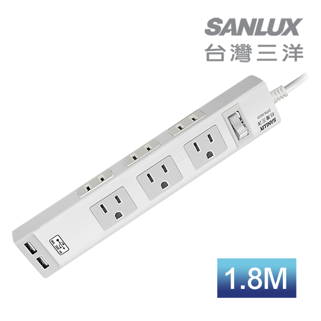 SANLUX 台灣三洋 轉接電源線 三孔六座單切 (SYPW-X612A) 1.8M