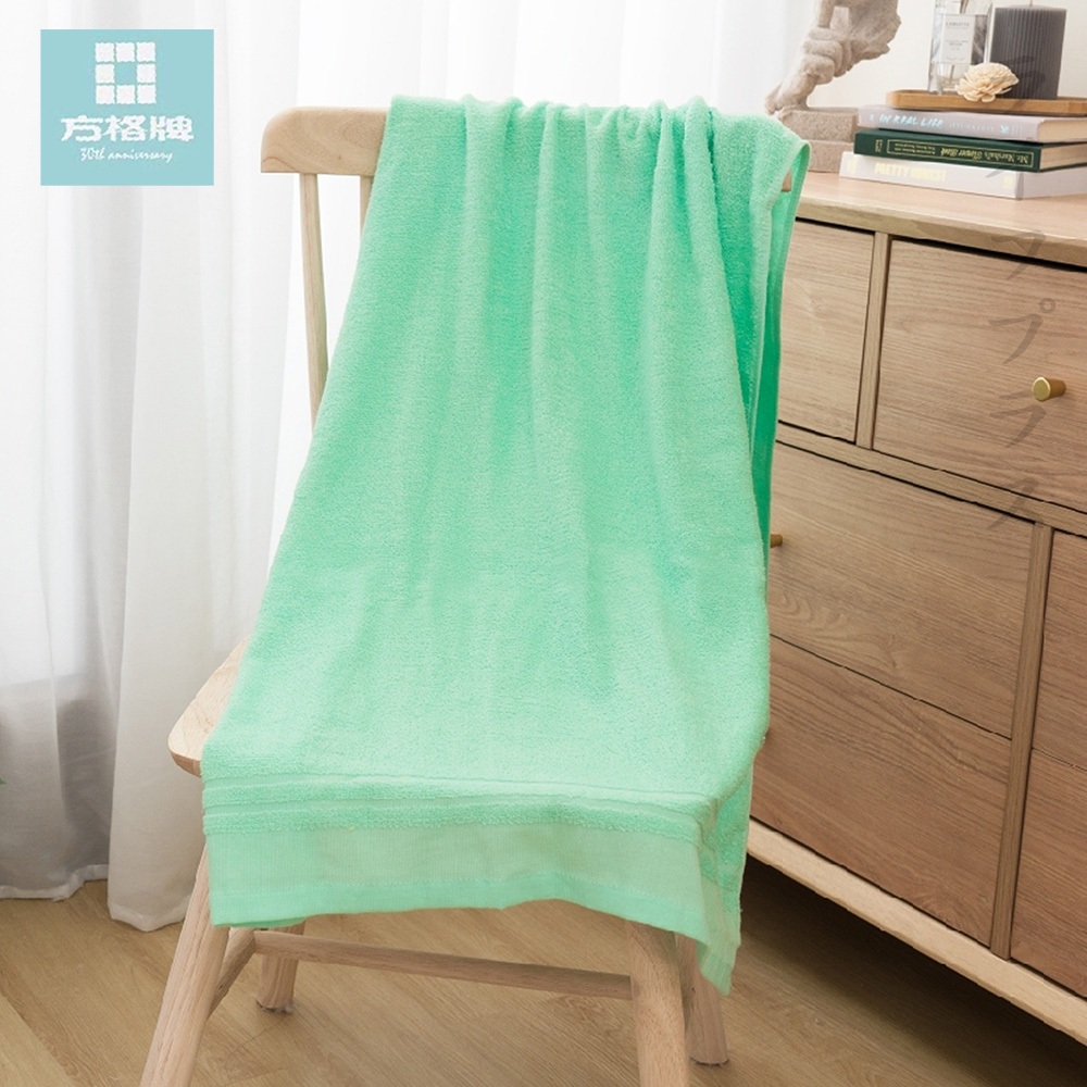 方格牌艷麗浴巾-70x130cm-綠色