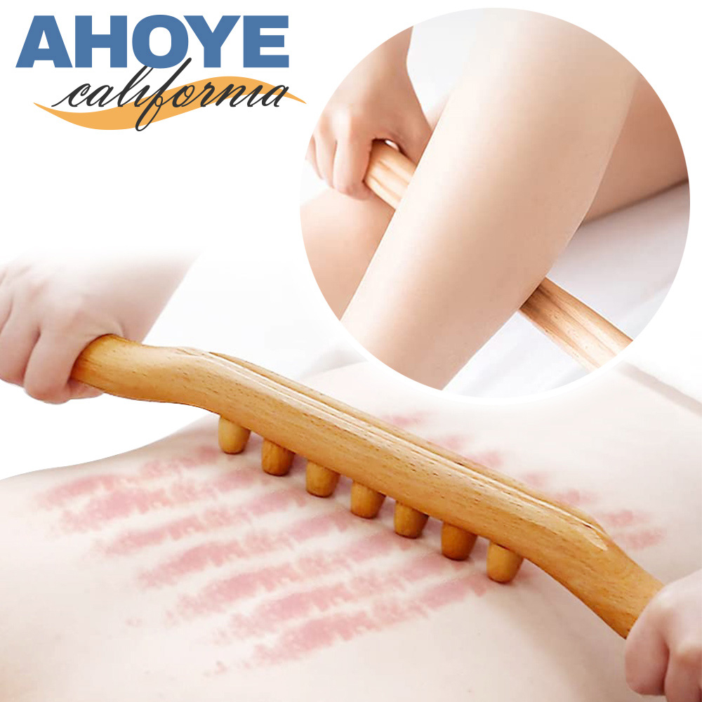 【Ahoye】櫸木全身經絡按摩棒 刮痧棒 刮痧板 肩頸 背部 腰部按摩