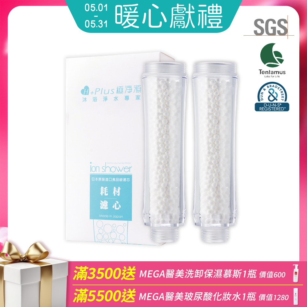 【極淨源】日本原裝蓮蓬頭除氯雙入濾芯(瞬間除氯100%)