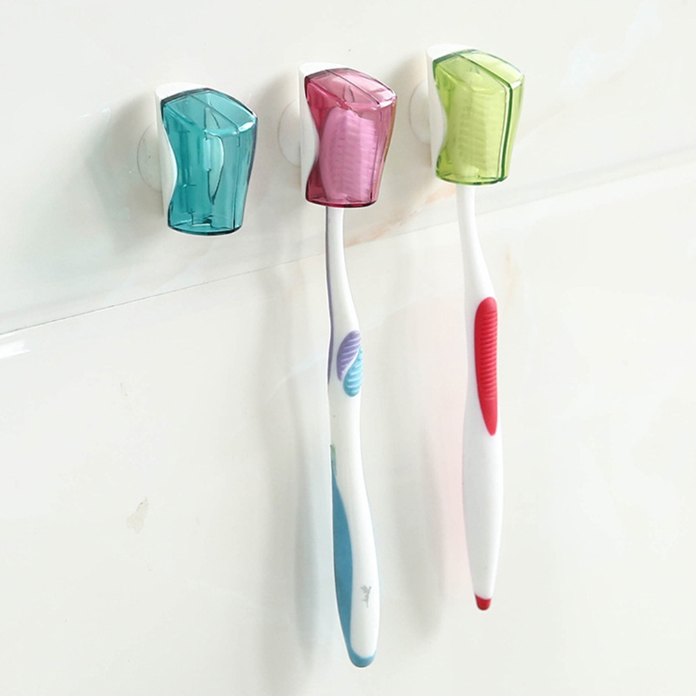 PS Mall 吸盤牙刷防塵蓋 牙刷架 開合牙刷套 3組9個