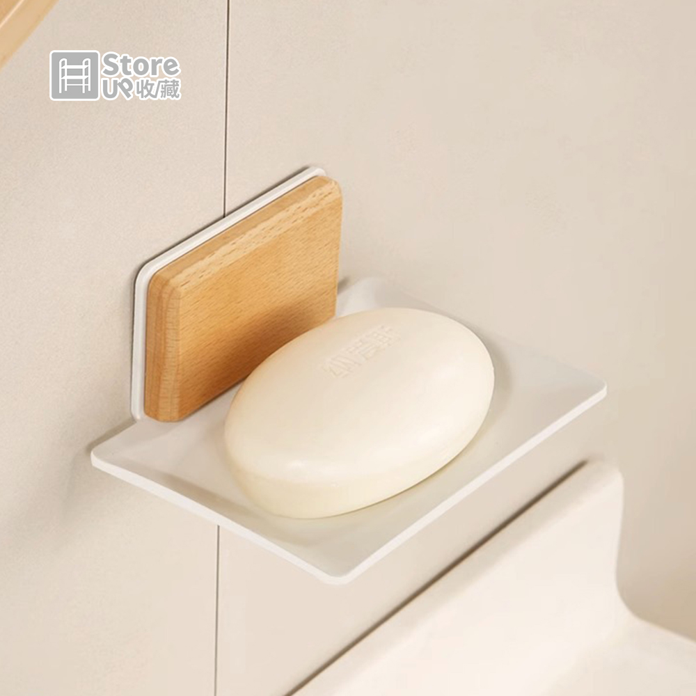 【Store up 收藏】日式清新風 白色系 可瀝水 免釘款肥皂架(AD436)