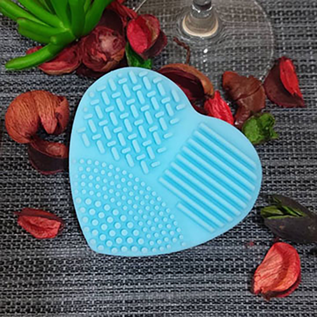 創意設計讓生活更美好★多功能矽膠化妝刷洗刷墊彩妝清潔刷具- lovely heart 心形藍