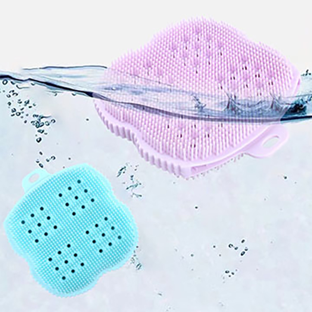 衛浴生活小幫手▲創意多功能矽膠雙面軟毛搓澡按摩方形洗澡刷