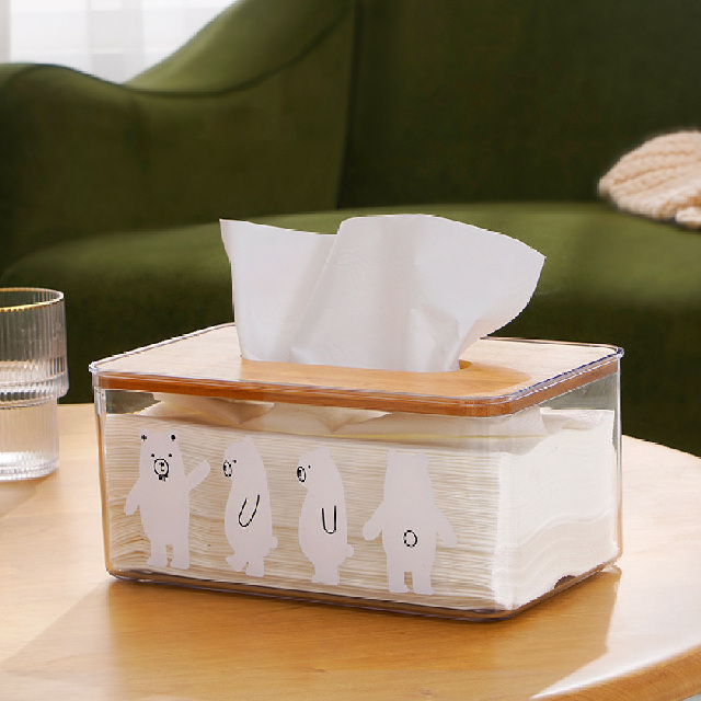 【荷生活】PET材質北極熊透明紙巾盒 桌面臥房衛生紙收納盒-大號
