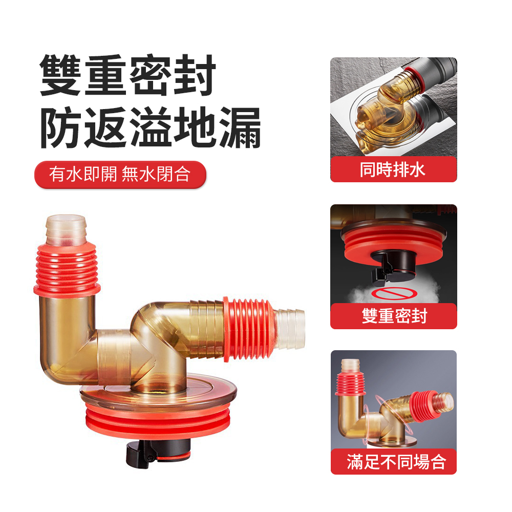 JDTECH 洗衣機下水道三通排水轉接頭 防溢水 防臭防蟲地漏