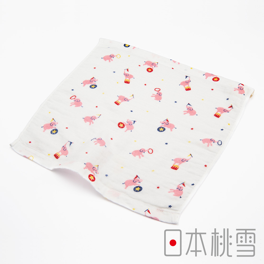 日本桃雪可愛紗布方巾(小小馬戲團-大象)