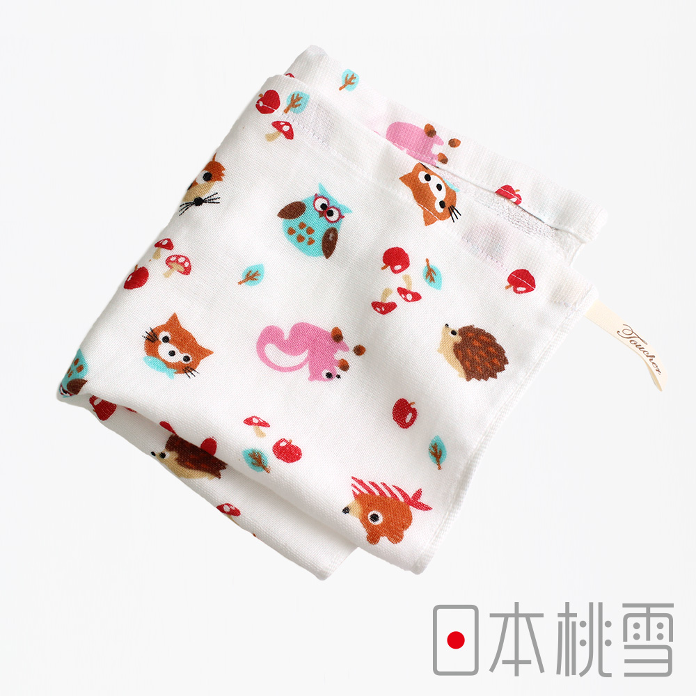 日本桃雪可愛紗布方巾(小女孩最愛-小動物)