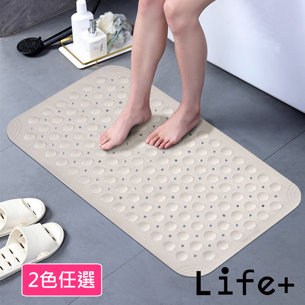 【Life+】日式簡約TPE浴室防滑地墊/吸盤腳踏墊(38x70cm) 2色任選