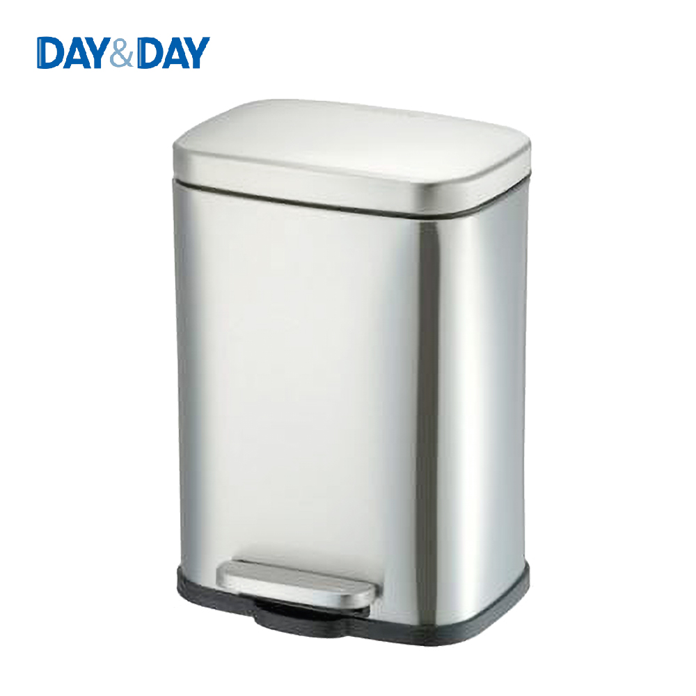 DAY&DAY 緩降腳踏式垃圾桶-不鏽鋼色 5L
