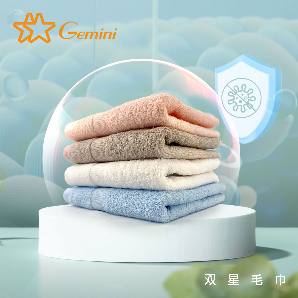 【Gemini 雙星】素色菱格緞檔抗菌系列(毛巾超值二入組)