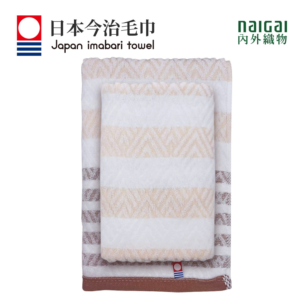 日本製今治認證純棉32*75CM毛巾-雨線 棕(520BE野)