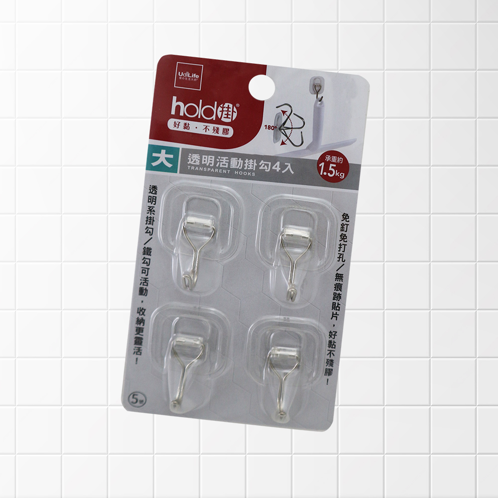 hold掛/透明活動無痕掛勾-大-4入x4組