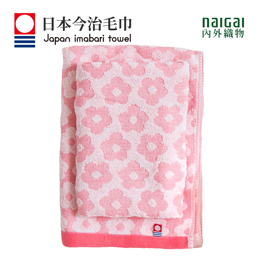 日本製今治認證純棉34*75CM毛巾(花朵-紅)