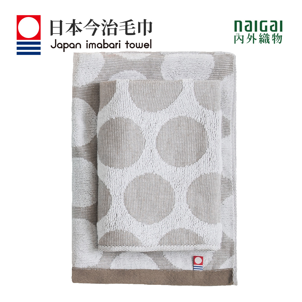 日本製今治認證純棉34*75CM毛巾(圓點-咖)