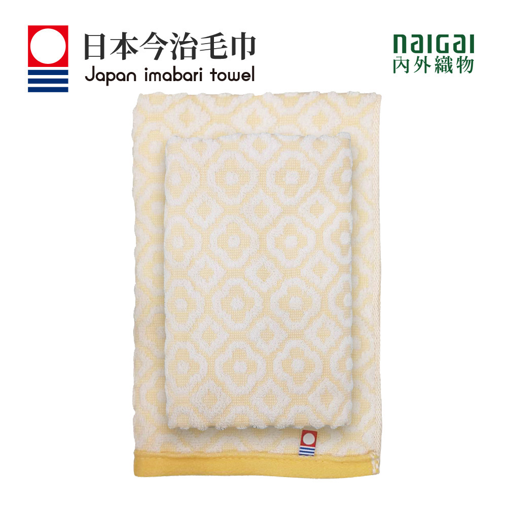 日本製今治認證純棉34*75CM毛巾(花朵-黃)
