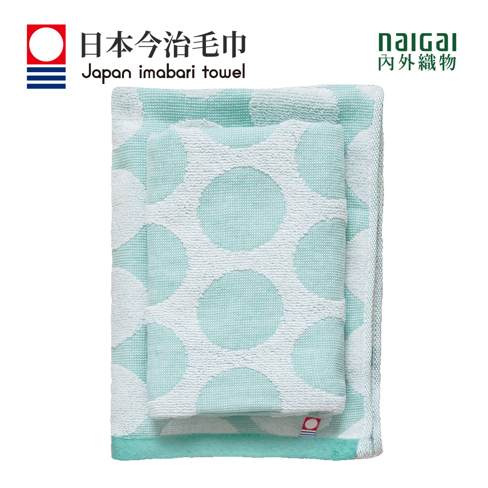 日本製今治認證純棉34*75CM毛巾(圓點-綠)