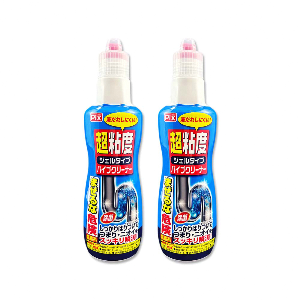 (2瓶)日本獅子化學-PIX超黏度濃縮凝膠強分解毛髮頑垢管道疏通劑400g/藍瓶