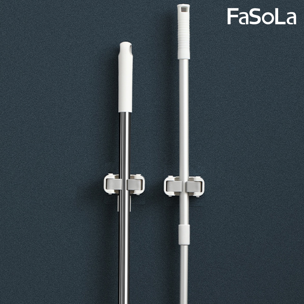 FaSoLa 升級款無痕免釘壁掛拖 掃把夾