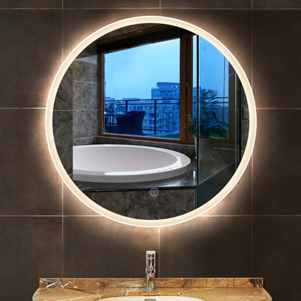 H&R安室家 波爾多LED燈 圓型掛鏡/浴鏡ZA0196( 三面發光 觸控開關 可調色溫亮度)
