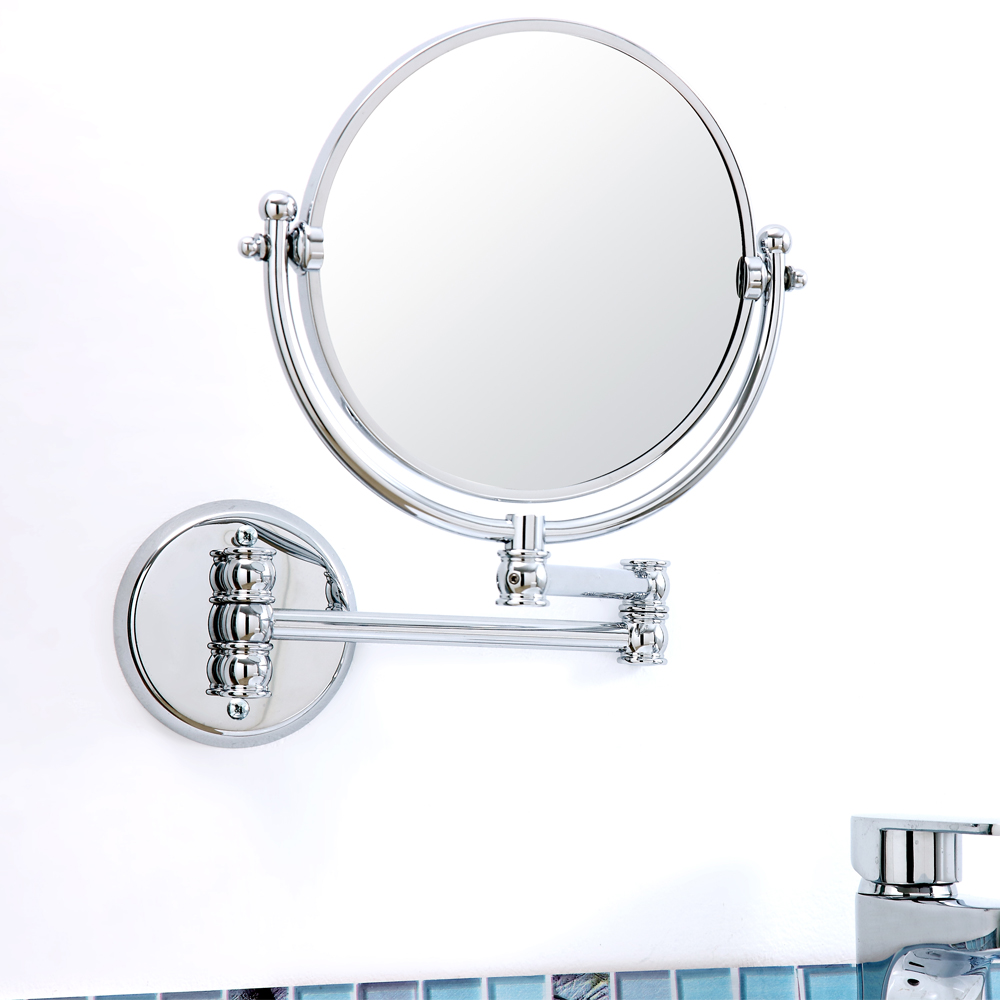 【HomeMax 家居工場】雙面伸縮化妝鏡/浴室.卧室鏡/梳妝鏡/銅鍍鉻/需鑽孔/台灣製造