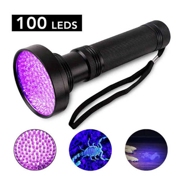 100顆LED 紫光 強光手電筒 驗鈔 UV燈 螢光劑檢測