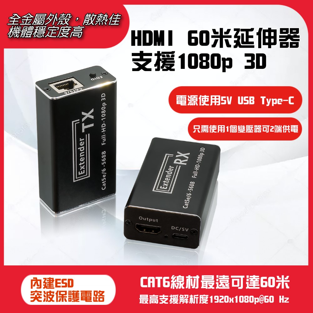 HDMI 1進2出延伸器