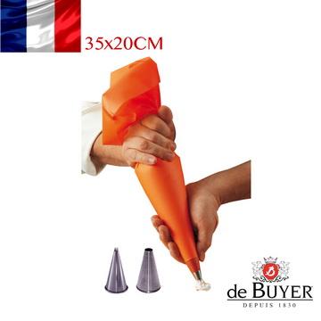 法國【de Buyer】畢耶烘焙 專業可洗式PE擠花袋35cm(含擠花嘴組2入)