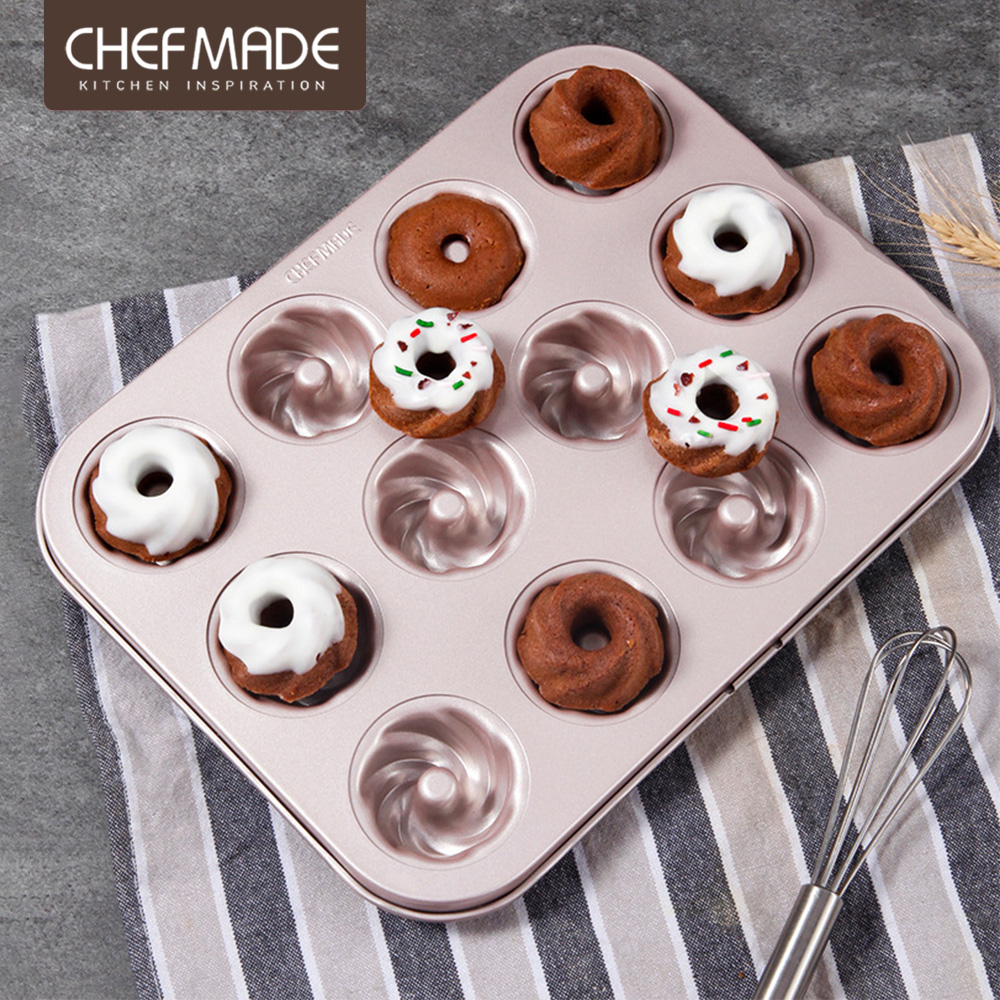 【美國Chefmade】旋風造型 迷你12連甜甜圈造型不沾模(CM106)