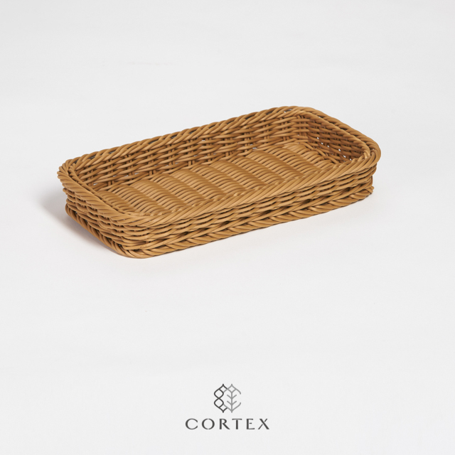 CORTEX 麵包陳列籃(不鏽鋼304加強) 長方淺盤31cm 卡其色