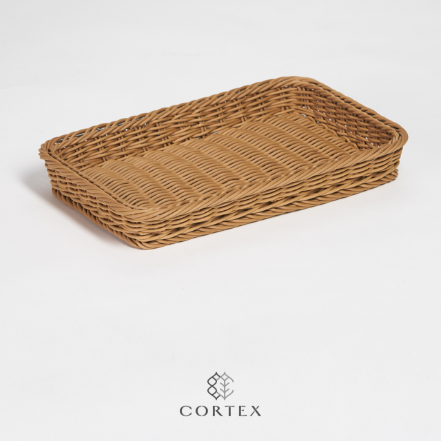 CORTEX 麵包陳列籃(不鏽鋼304加強) 長方淺盤35cm 卡其色