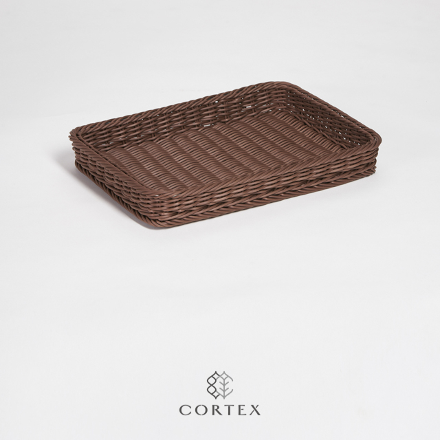CORTEX 麵包陳列籃(不鏽鋼304加強) 長方淺盤40cm 深咖啡