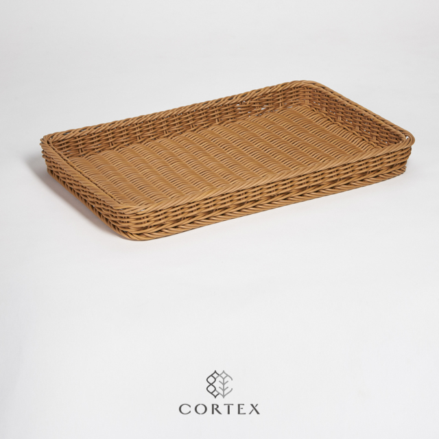 CORTEX 麵包陳列籃(不鏽鋼304加強) 長方淺盤60cm 卡其色