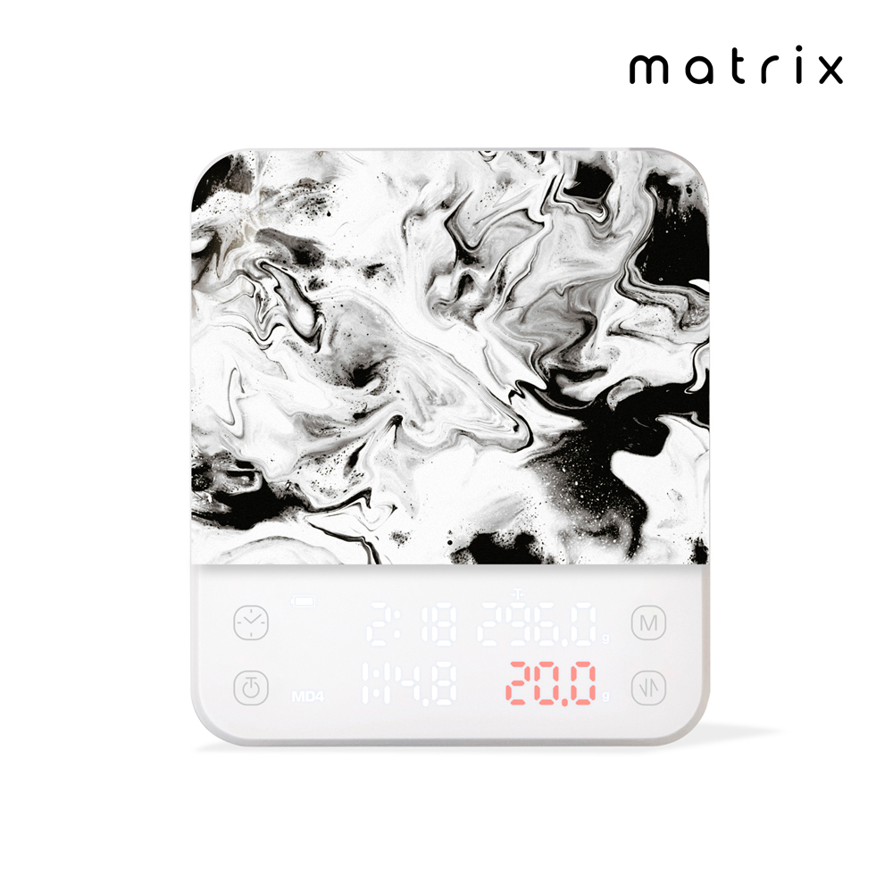 【Matrix】M1 PRO 小智 義式手沖LED觸控雙顯咖啡電子秤-白色 Type-C (粉液比/分段注水/義式自動計時)