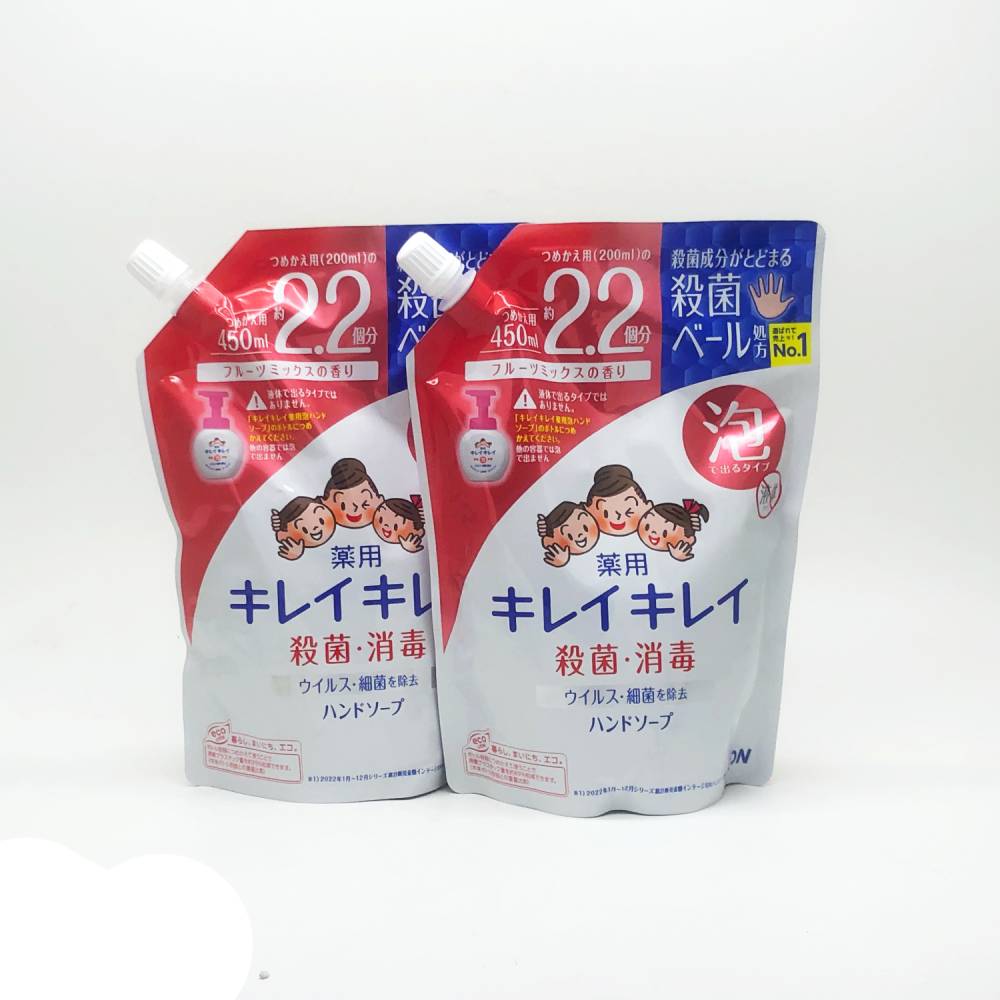 日本製獅王 LION 泡沫洗手液補充包-2入(水果型/450ML)(1010)